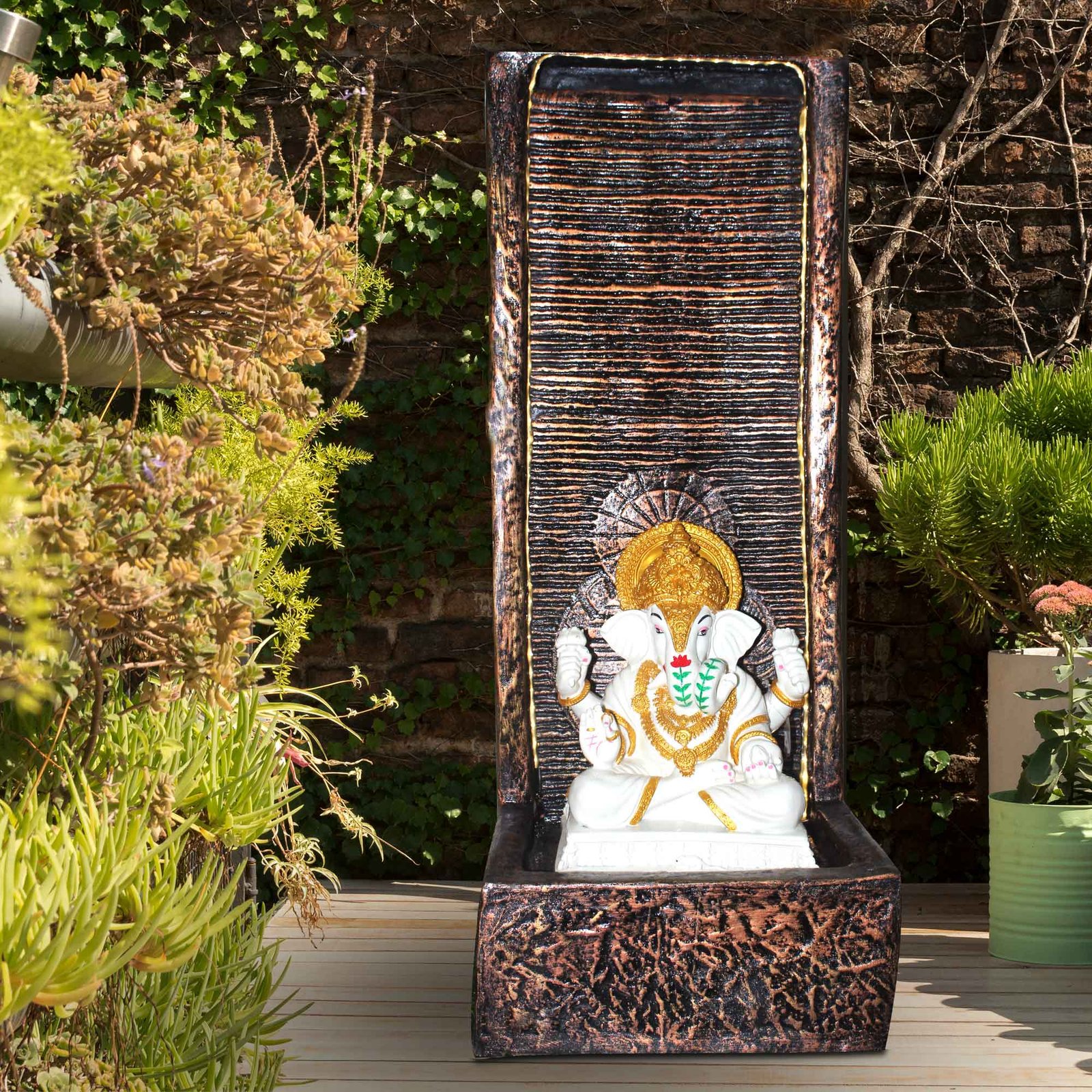 Shower Ganesh fountain for home decor waterfall big size Antique metallic finish with Lights 91 cm G57GX2513CGAGX-696WGLGX