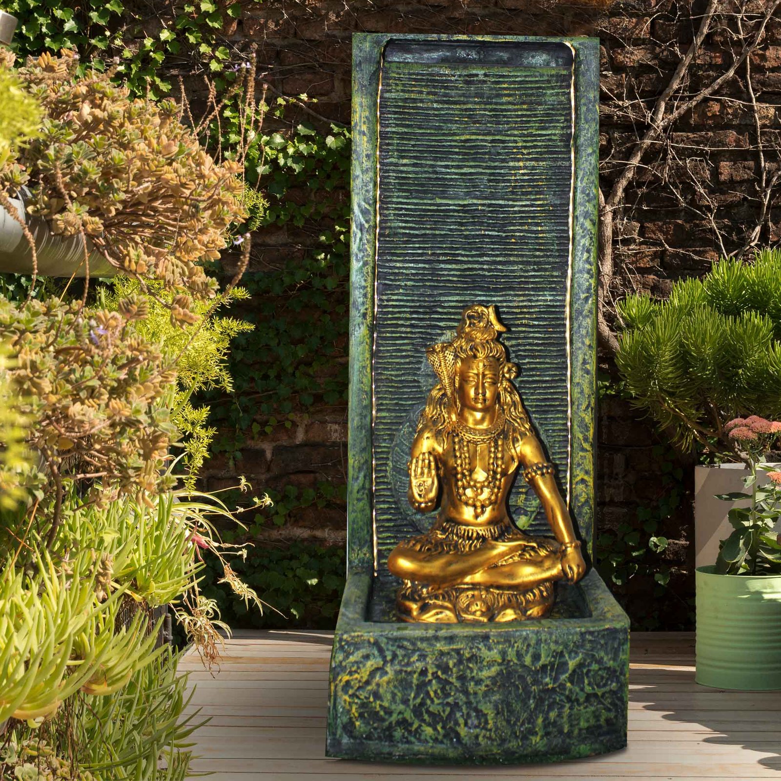 Lord Shiva water fountain for home large size Fiber Antique metallic finish with Lights 91 cm G57GX2513HGAMX-504GGNGX