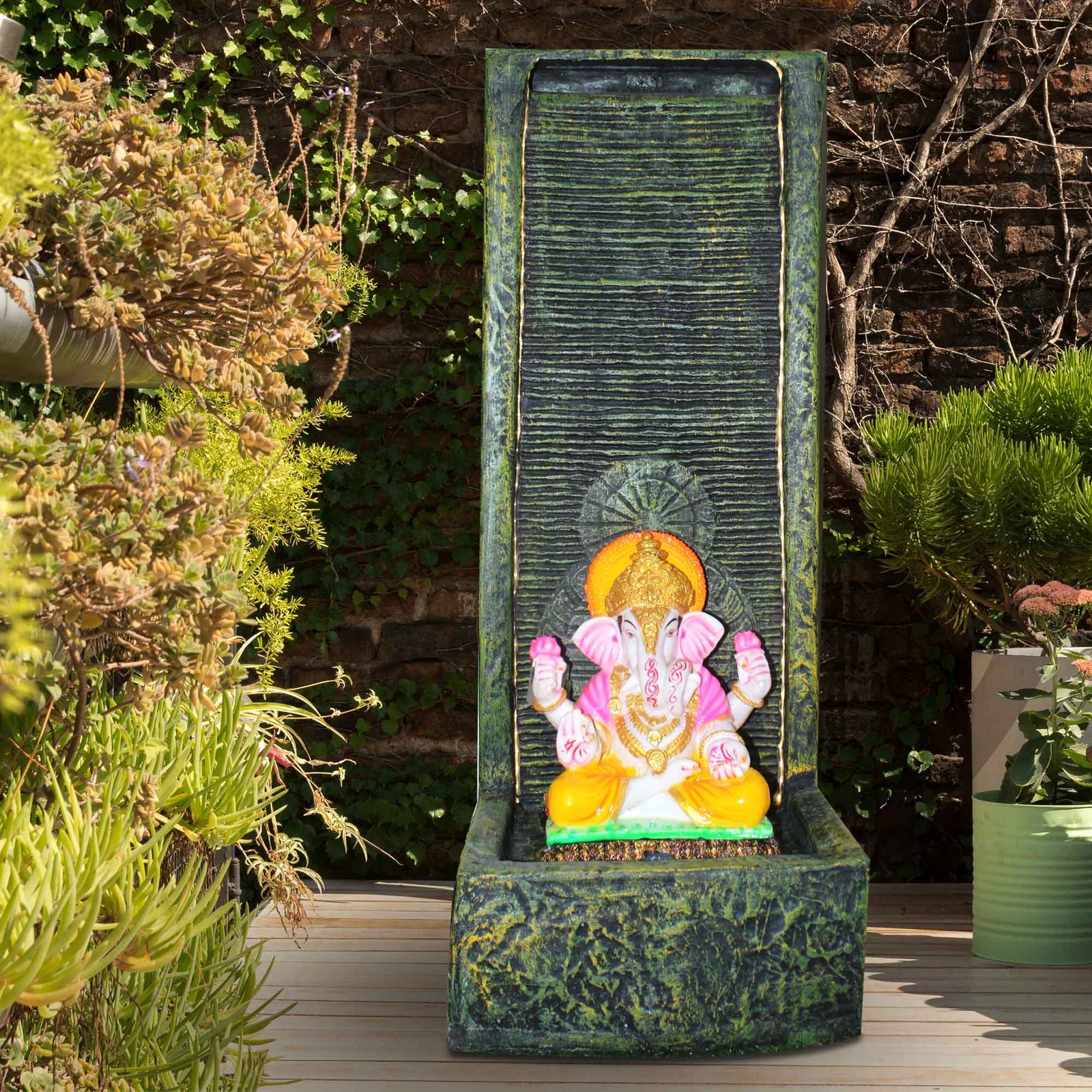God Ganesh fountain for home decor waterfall big size Antique metallic finish with Lights 91 cm G57GX2513HGAMX-696WMCGX
