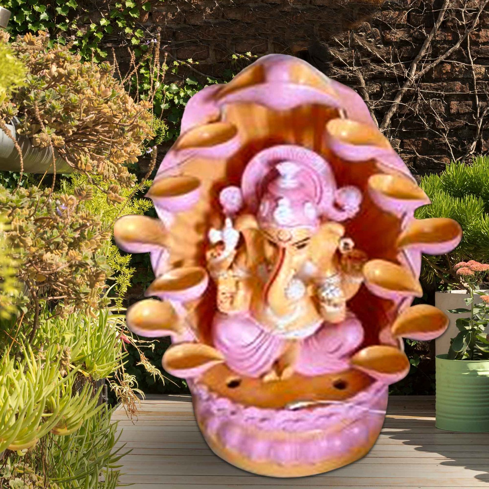 Water flow in Diyas Ganesha waterfall fountain outdoor home decor Fiber with Lights 94 cm G57GX2528PVLGX-520