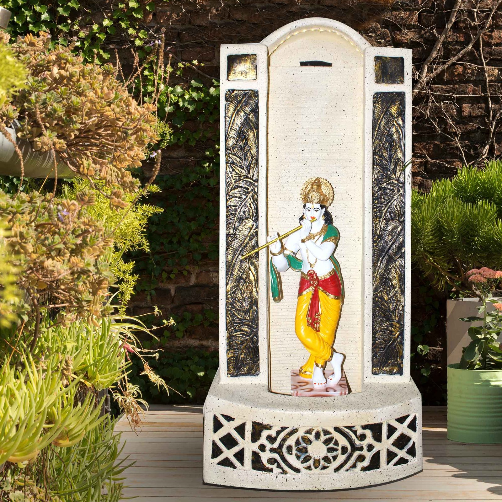 Lord Krishna Jharna fountain for home decor waterfall outdoor big size Sandstone finish with Lights 122 cm G57GX2529IGDMX-259WMLGX