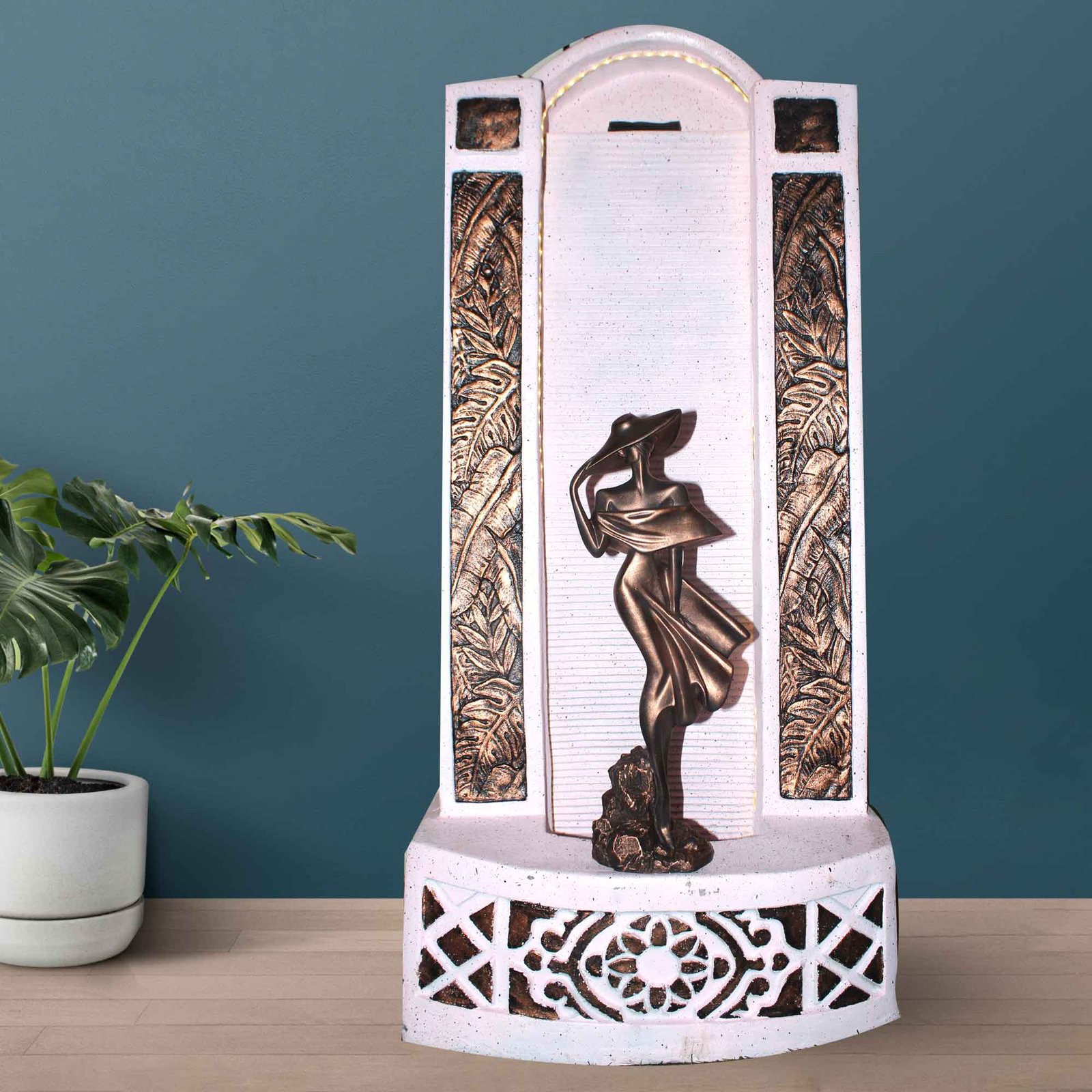 Decorative Lady big water fountain Sandstone finish with Lights 122 cm G57GX2529PCDMX-291CCAGX