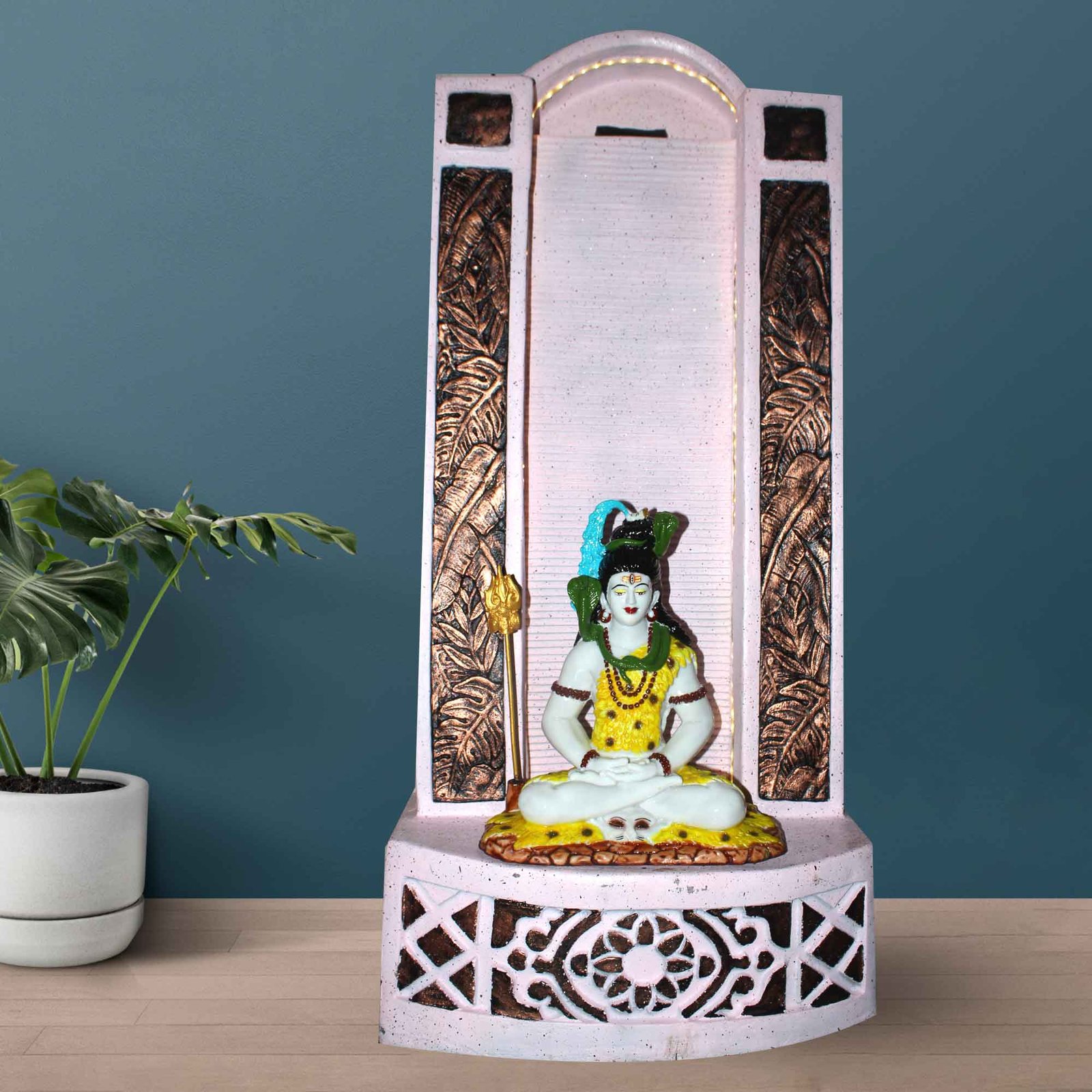 Lord Shiva fiber fountain for home decor with Lights - indoor / outdoor Sand stone & Fiber 122 cm G57GX2529PCDMX-WMCGX