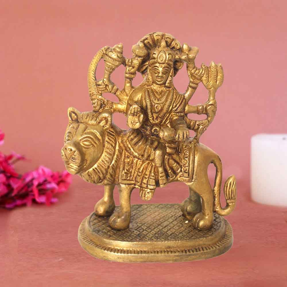 Brass Lord Durga for mandir and navratri gift 10 cm G66GX0138G