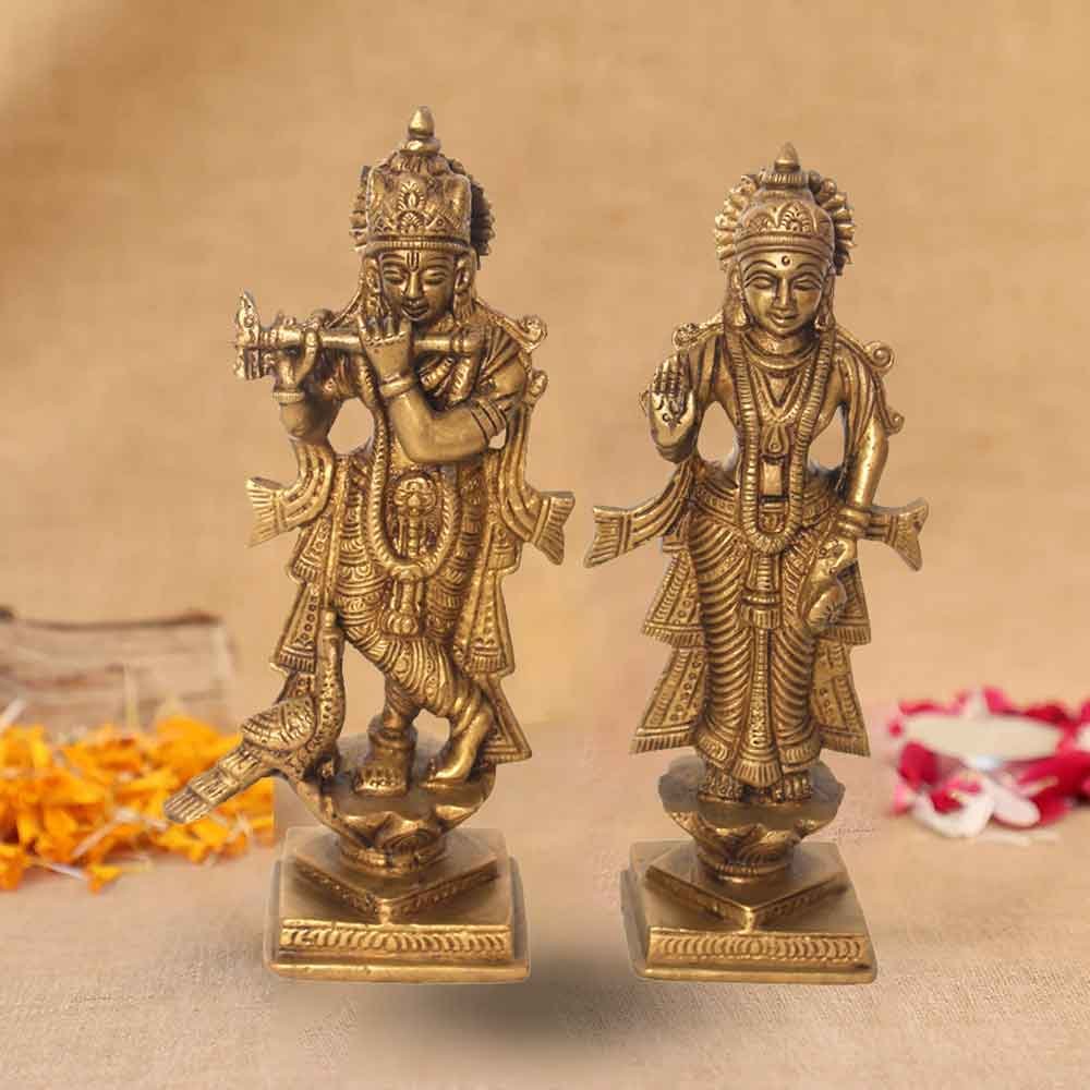 Brass Radha Krishna Statue for diwali and table 15 cm G66GX0142G