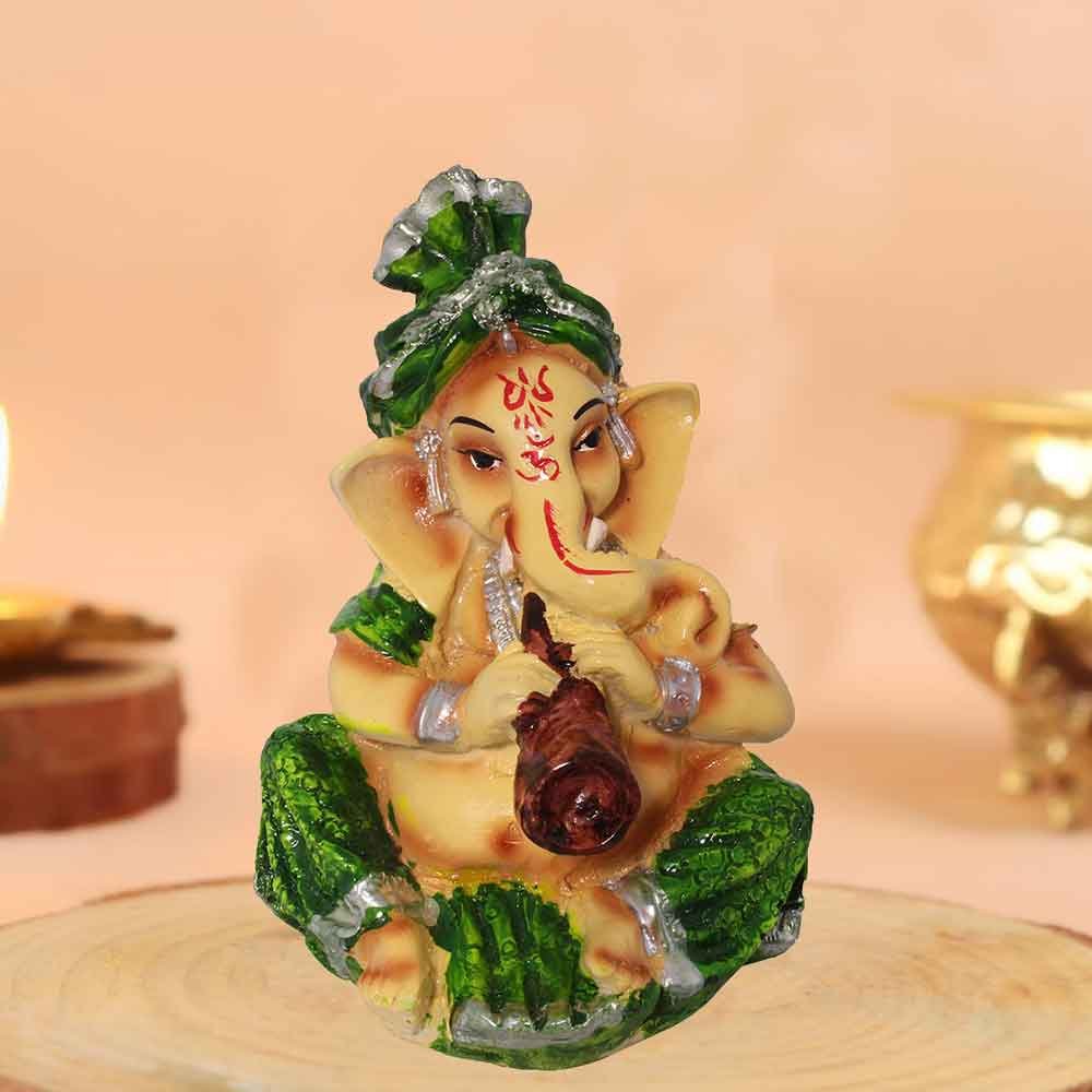 Decorative Musical Ganesh Sculpture for home decoration 12 cm G71GX0079M000XZAS