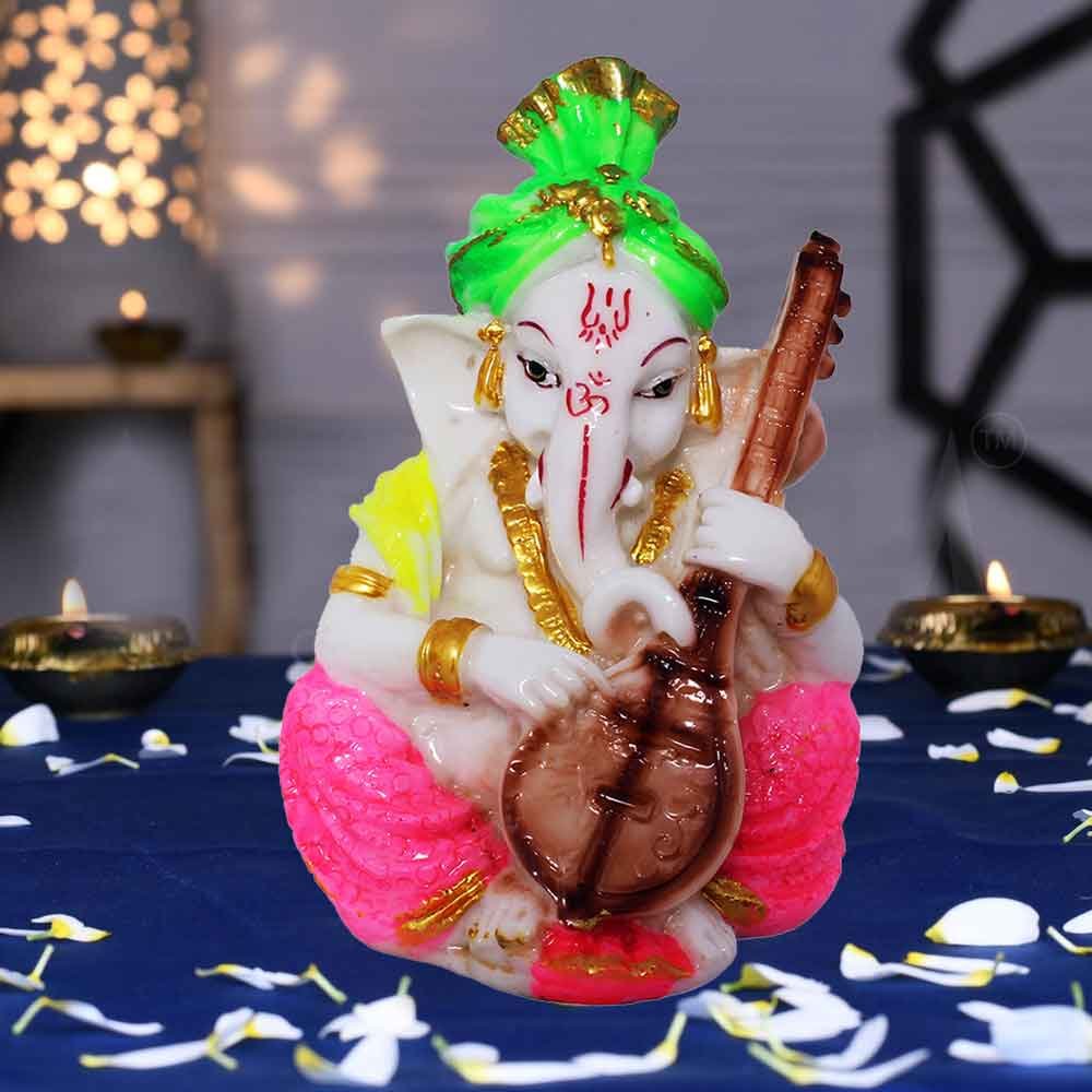 Veena Ganesha Idol for gift and decoration 12 cm G71GX0095M000XZOO