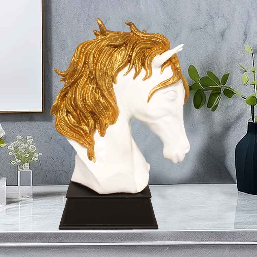 Glitter Finish Horse Statue for table decoration and home inauguration gift 46 cm G72GX0054W