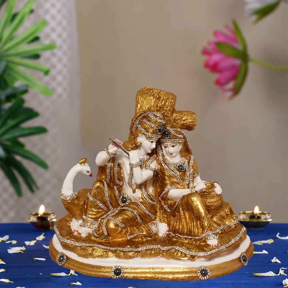 Glitter Finish Radha Krishna Statue for wedding return gift 23 cm G72GX0066W