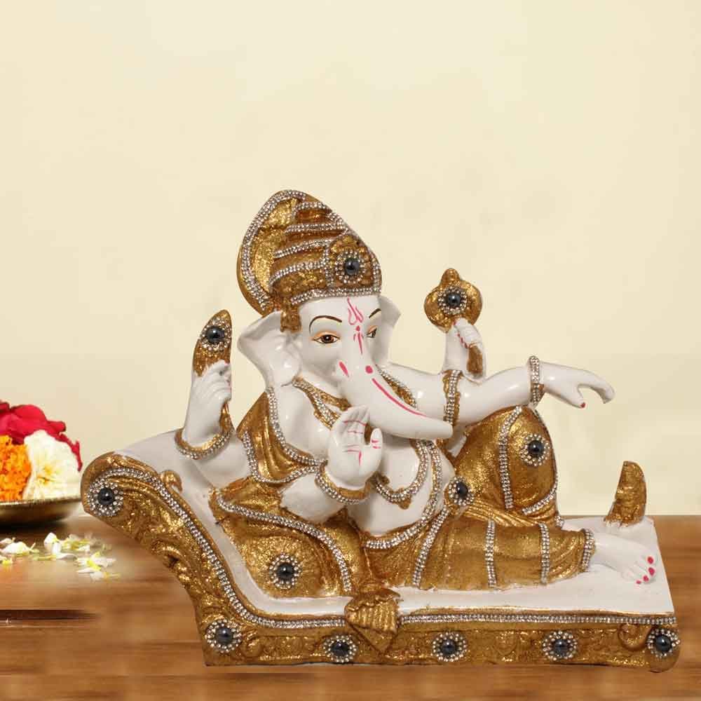 Glitter Finish Shinghasan Statue for living room and wedding gift 26 cm G72GX0069W
