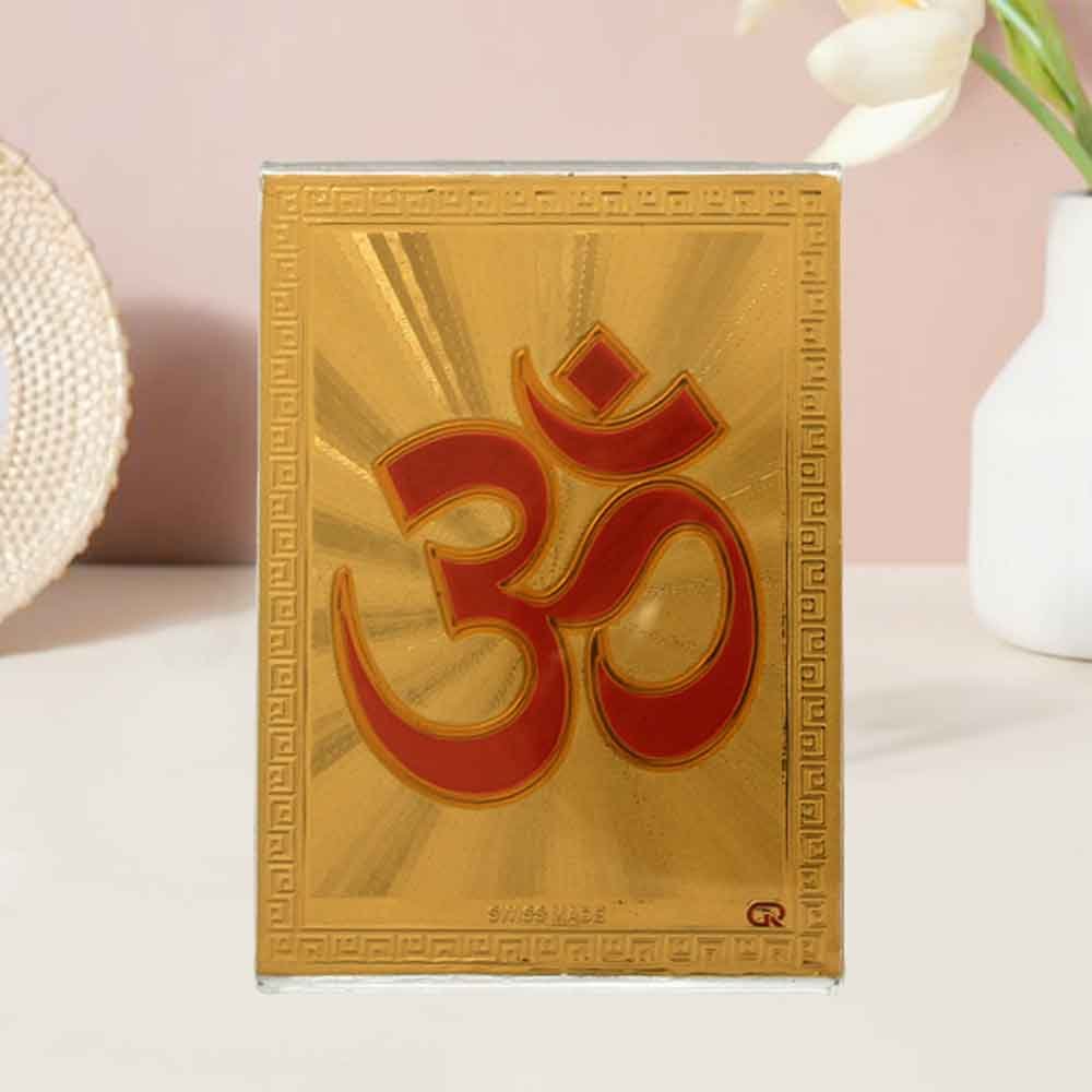 Golden Foil Acrylic Om Frame for car dashboard 8 cm G76GX0215G000XZTE