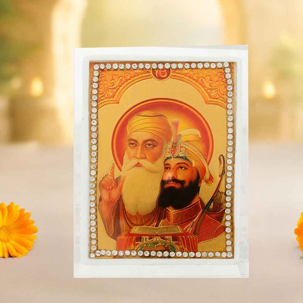 Golden Foil Acrylic Guru Nanak gift on gurunanak jayanti 9 cm G76GX0220G000XZHH
