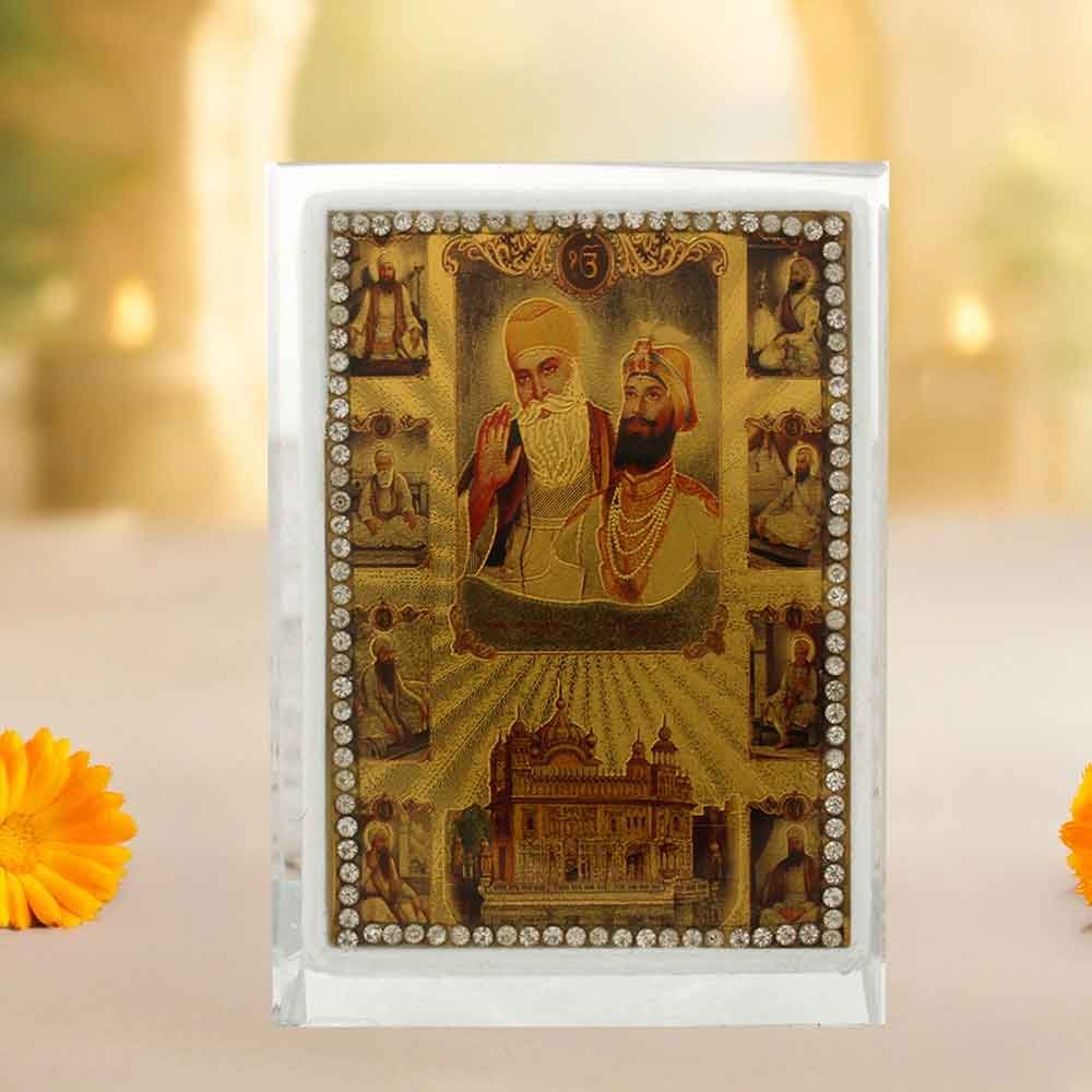 Golden Foil Guru Nanak Acrylic frame for gurunanak jayanti 9 cm G76GX0222G000XZHH