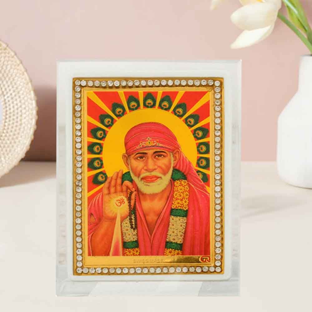 Sai Baba Golden Foil Acrylic Frame for gift 9 cm G76GX0225G000XZHH