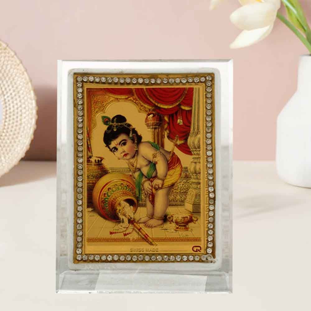 Golden Foil Acrylic Lord Krishna statue for janamashtami gift 9 cm G76GX0231G000XZHH