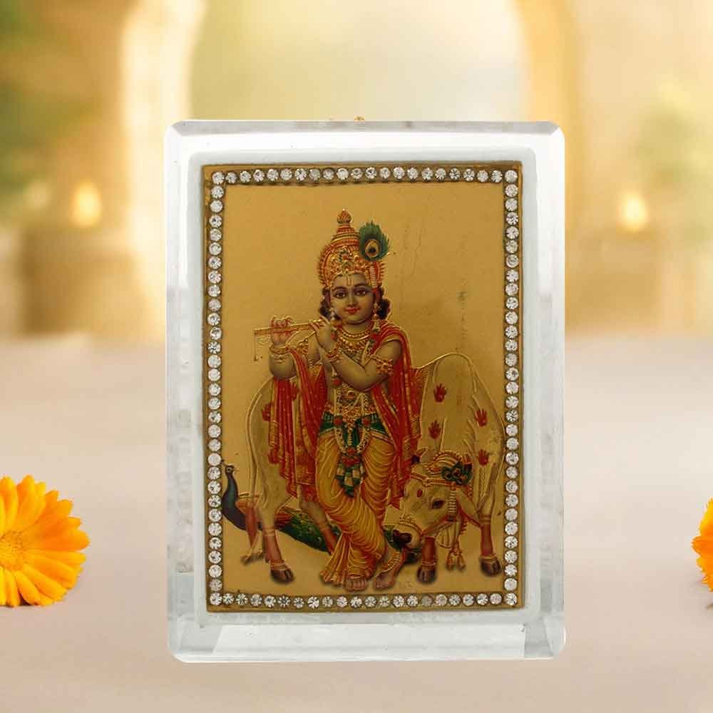 Golden Foil Krishna idol for janamashtami gift 9 cm G76GX0233G000XZHH