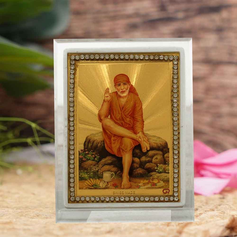Golden Foil Sai Baba Acrylic showpiece for car dashboard 9 cm G76GX0238G000XZHH