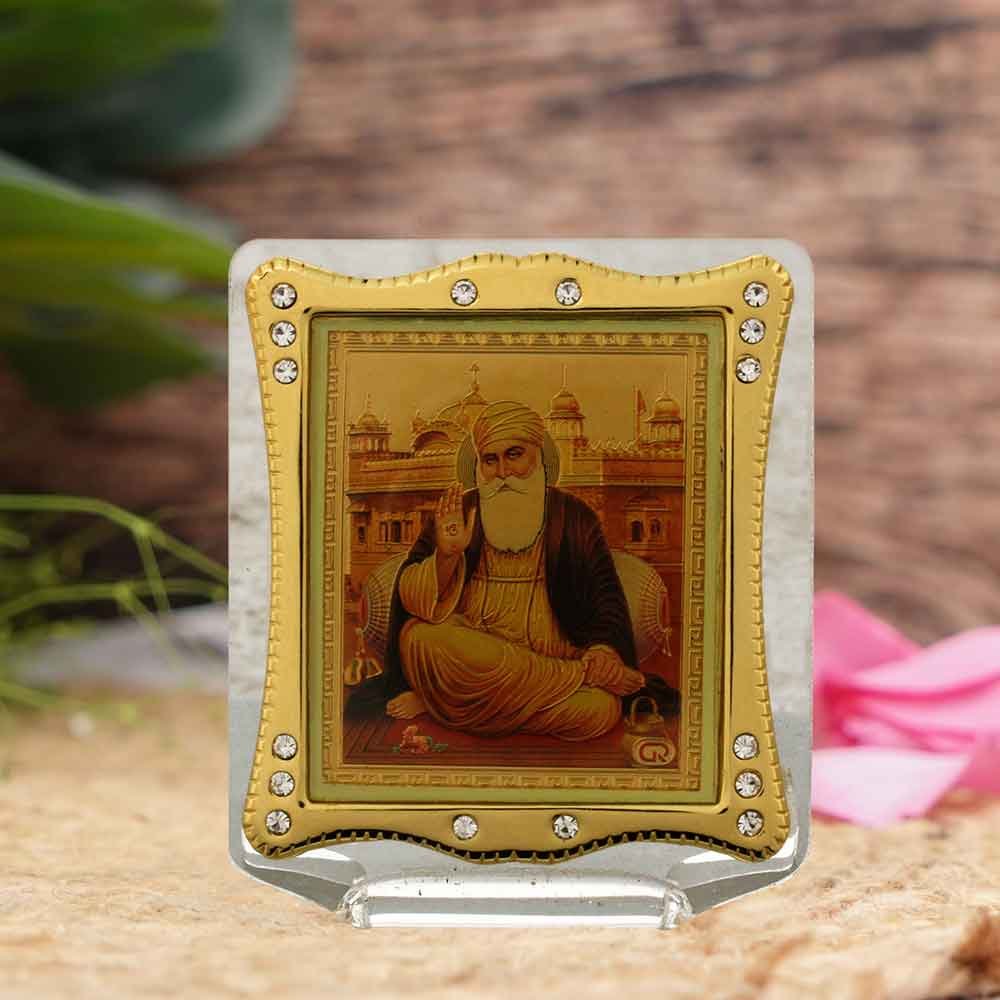 Golden Foil Guru Nanak Frame Idol for gifting on gurunanak jayanti 7 cm G76GX0256G000XZRI