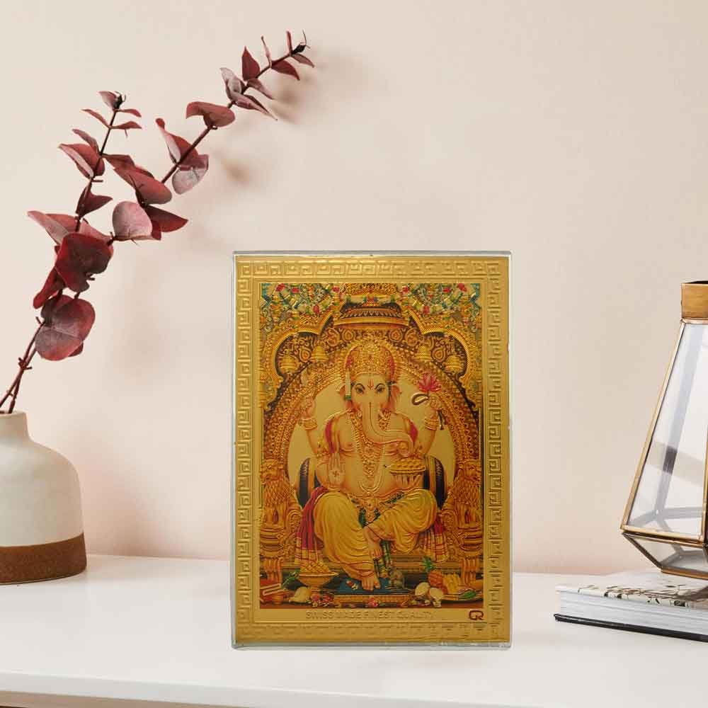 Golden Foil Acrylic God Ganesha Frame statue for diwali gift 9 cm G76GX0272G000XZTO