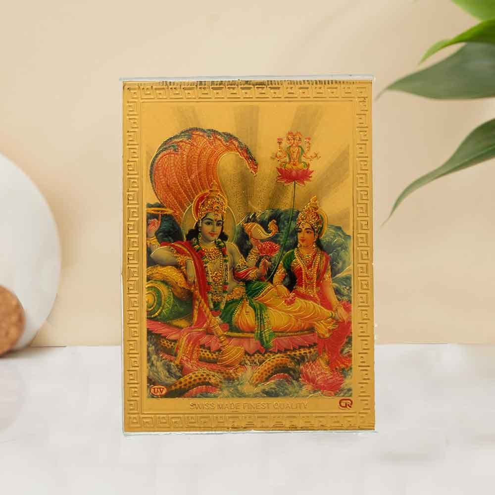 Golden Foil Vishnu Laxmi Frame showpiece for gift 9 cm G76GX0276G000XZTO