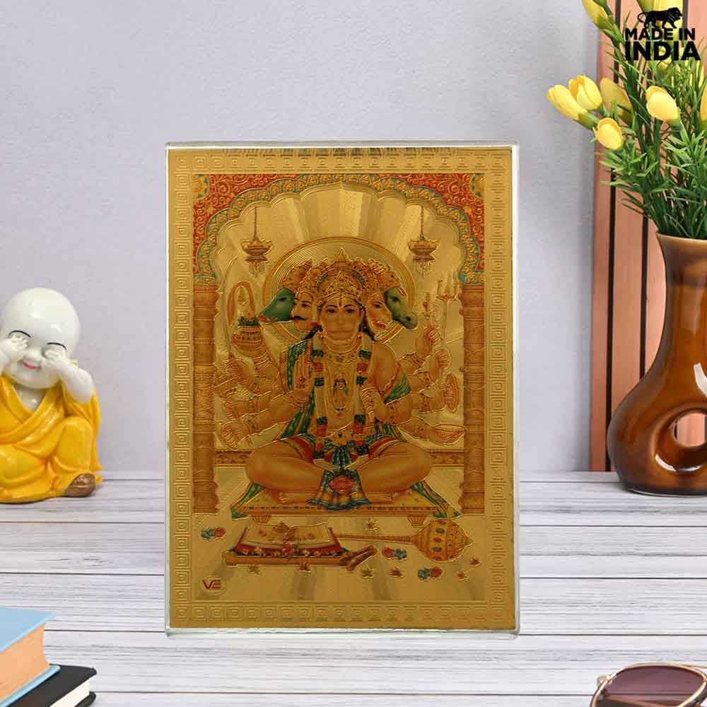 Golden Foil Acrylic Hanuman Frame idol on durga pooja 9 cm G76GX0280G000XZTO