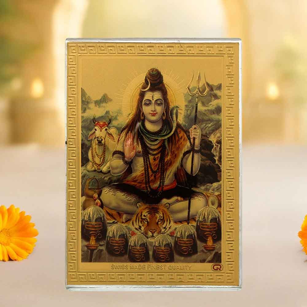 Golden Foil Shiva God Frame for pooja mandir 9 cm G76GX0283G000XZTO
