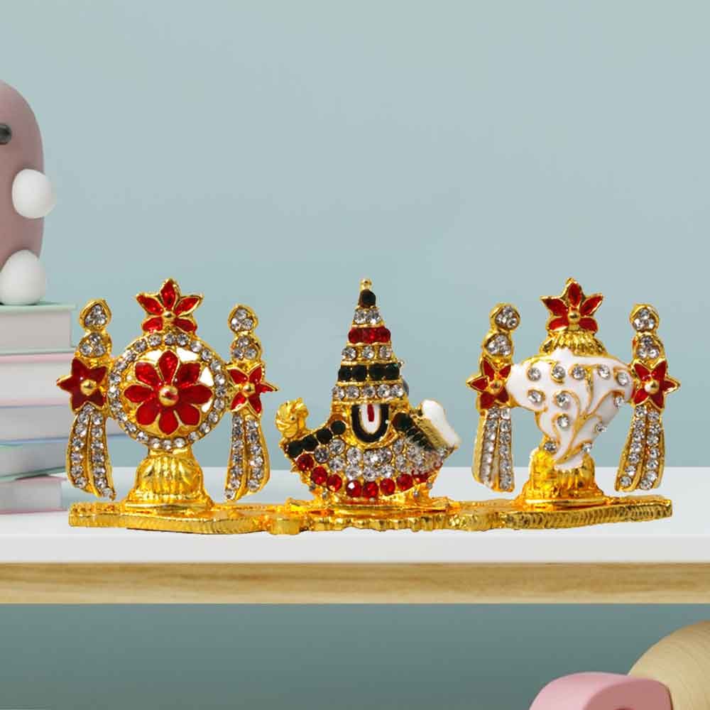 Gold Plated Metallic Bala ji Statue gift items for car dashboard 5 cm G76GX0403M