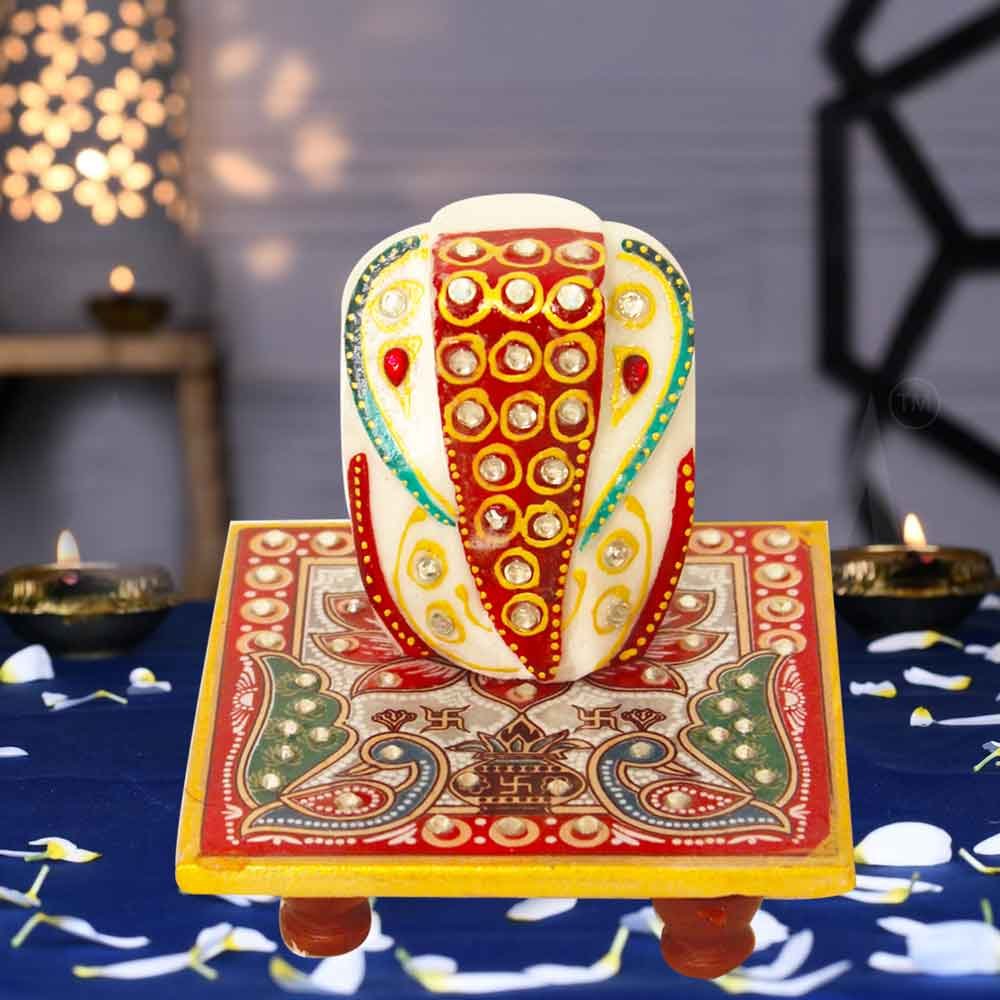 Marble Stone Ganesha Idol for gifting on Diwali 9.5 cm G78GX0011R