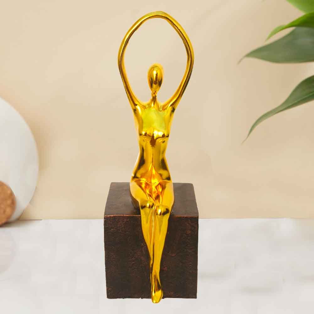 Gold Plated Yoga Lady Showpiece showpiece for anniversary gift 42 cm G79GX0067G