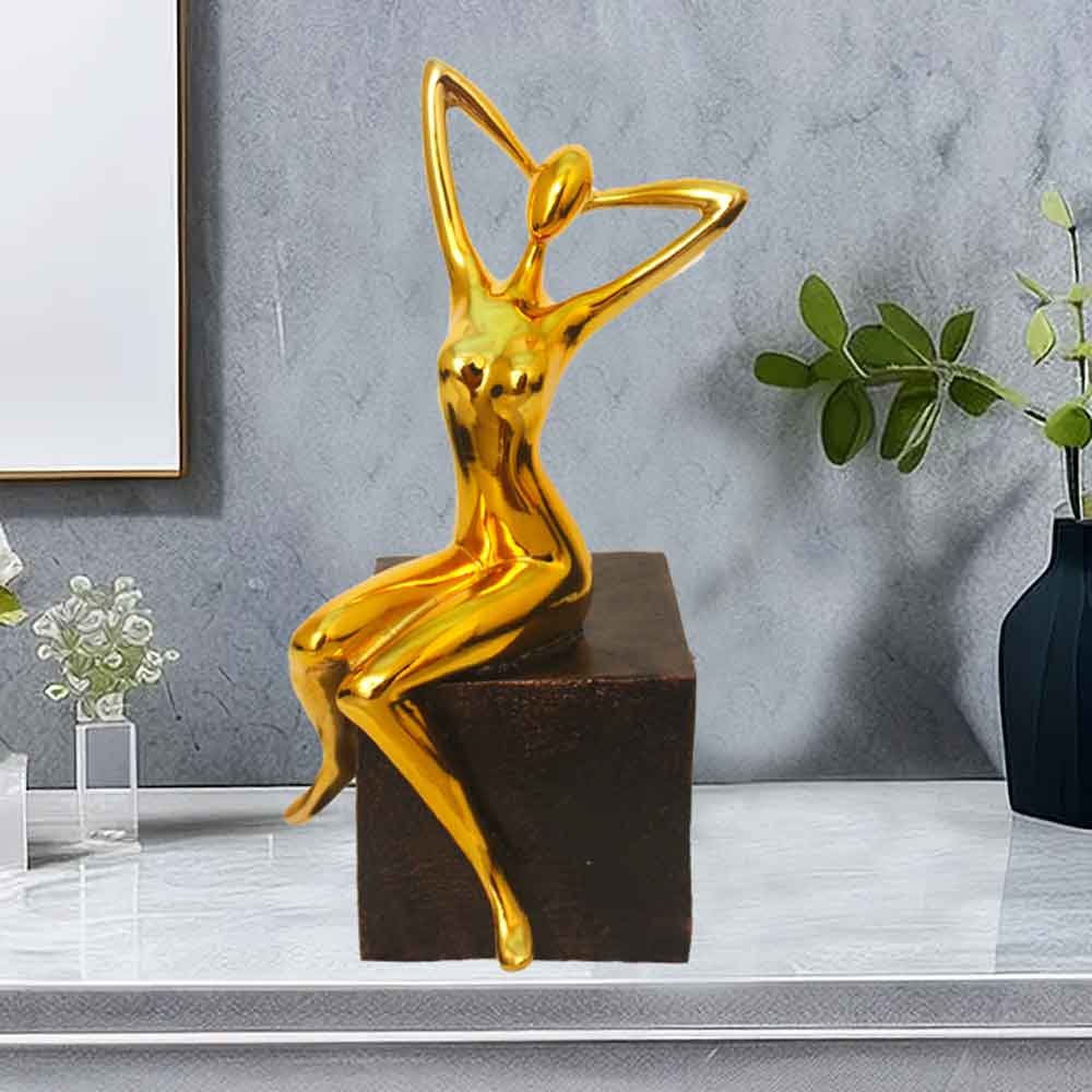 Gold Plated Yoga Lady Statue for table decoration 38 cm G79GX0068G