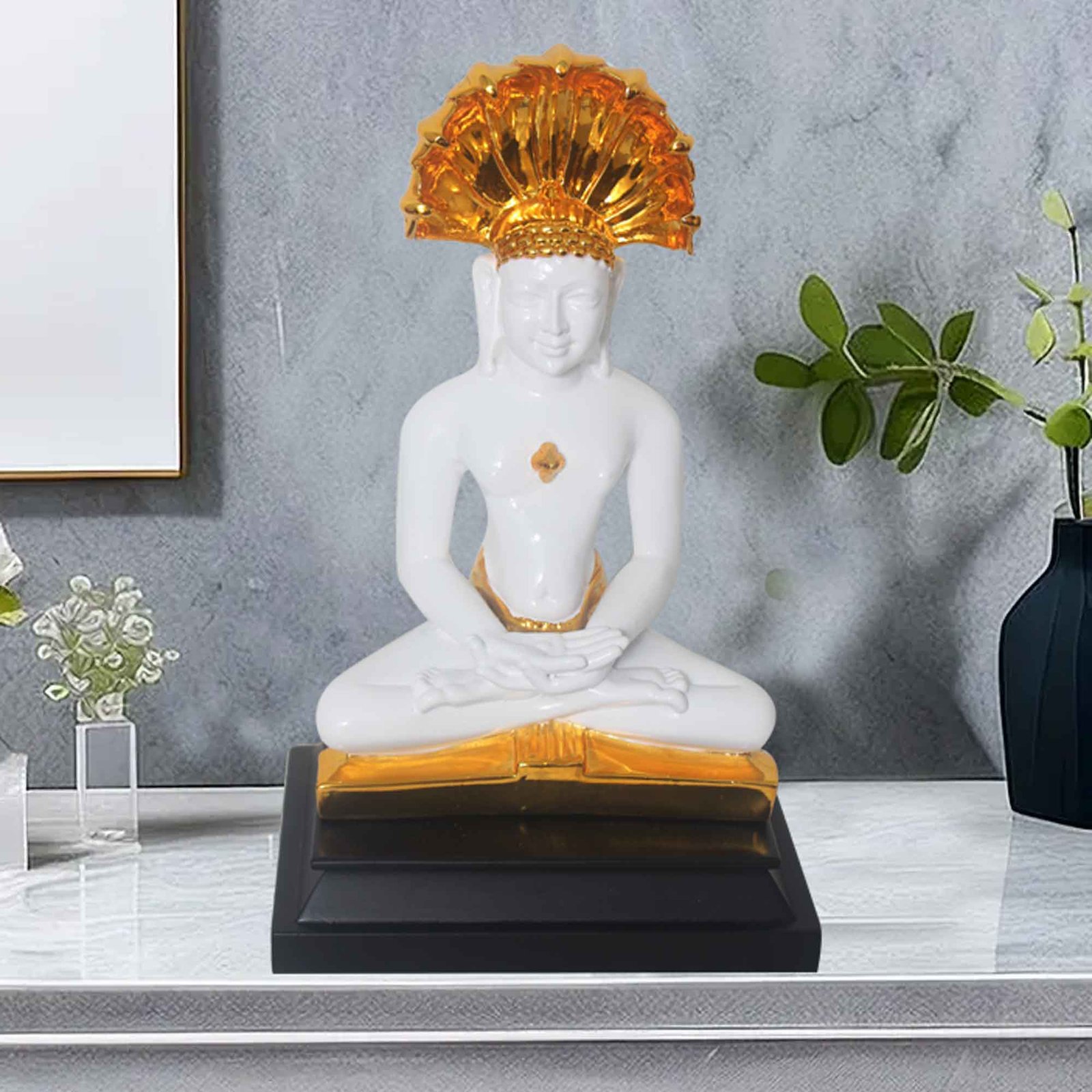 Gold Plated Buddha sculpture for home decoration and Raksha Bandhan Gift 31 cm G82GX0008W