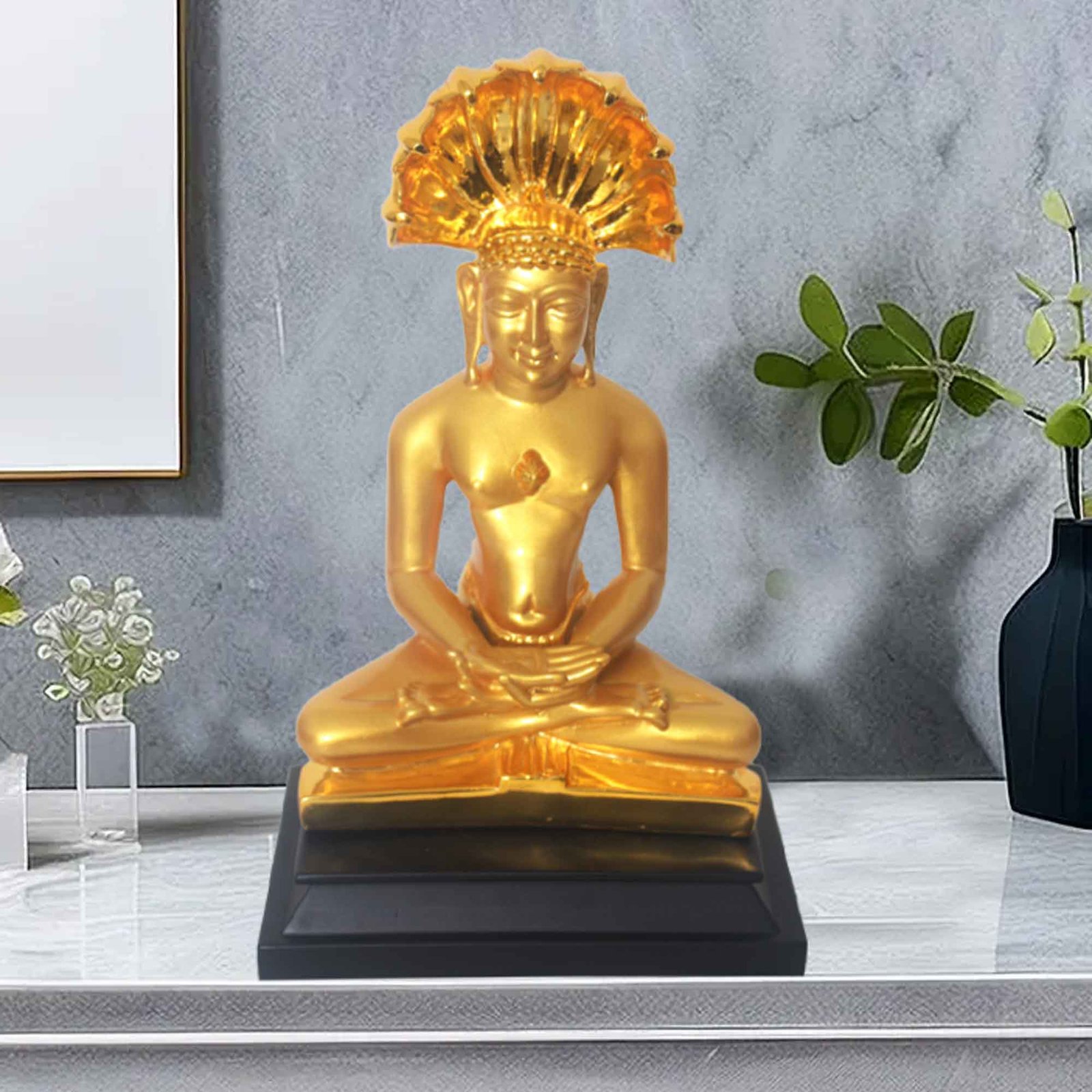 Gold Plated Buddha sculpture for tv unit and Diwali Gift 31 cm G82GX0008Y