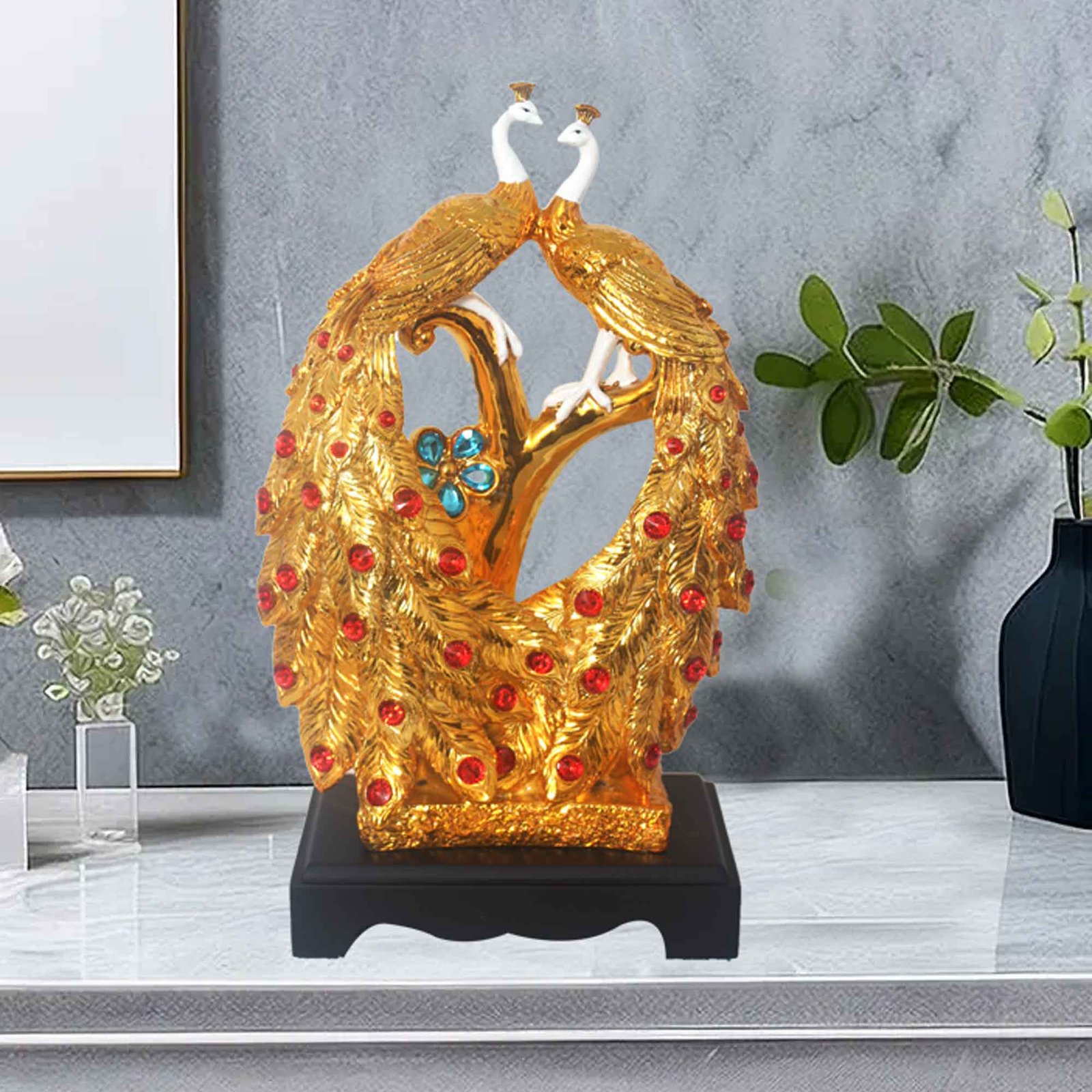 Gold Plated Peacock Statue for home decoration and Valentine Gift 44 cm G82GX0016W