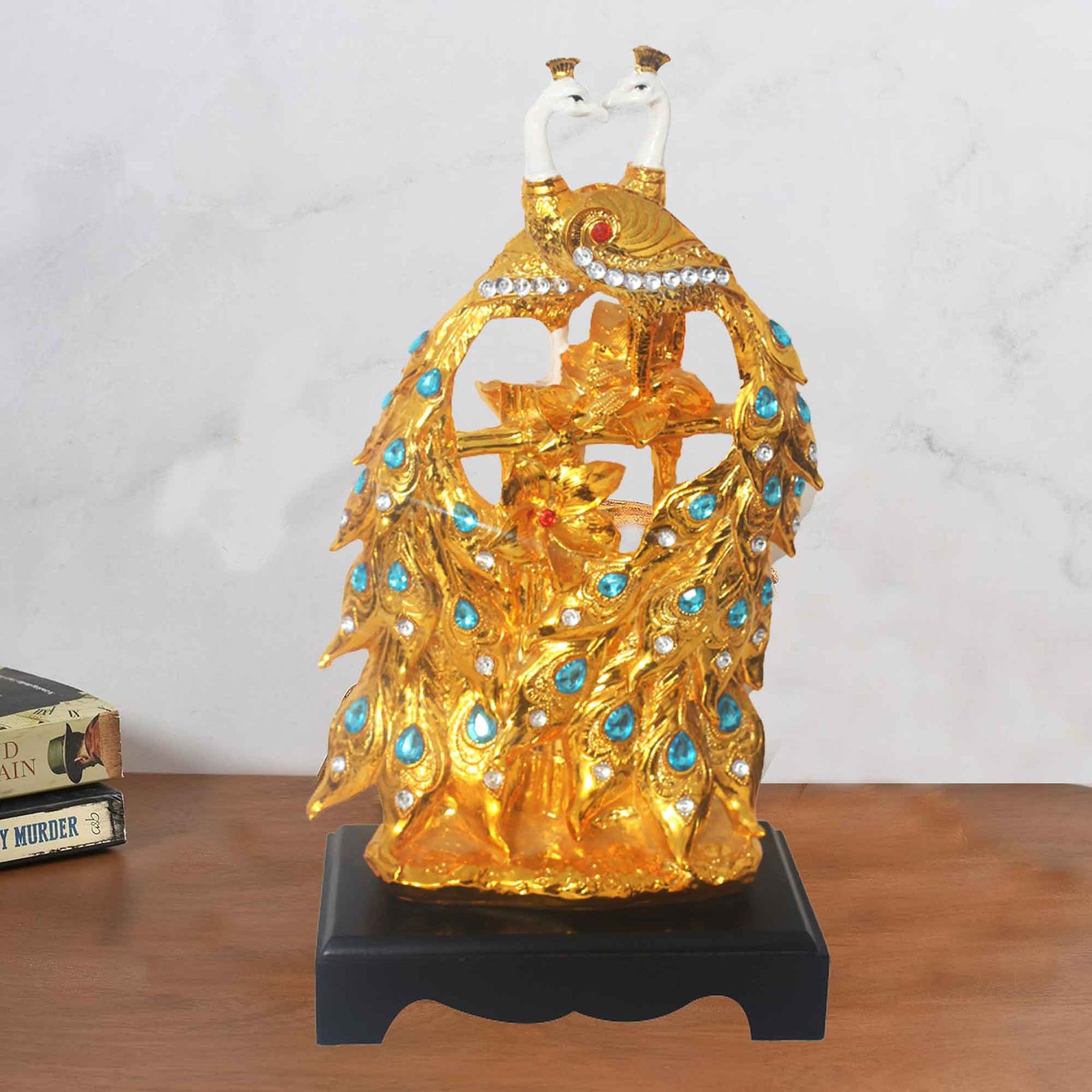 Gold Plated Peacock Statue for living room decoration and Anniversary Gifts 44 cm G82GX0017W