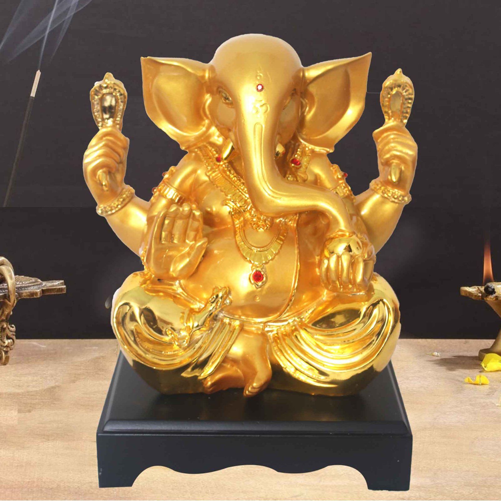 Gold Plated Lord Ganesh Idol showpiece for home and Akshaya Tritiya Gift 34 cm G82GX0027Y