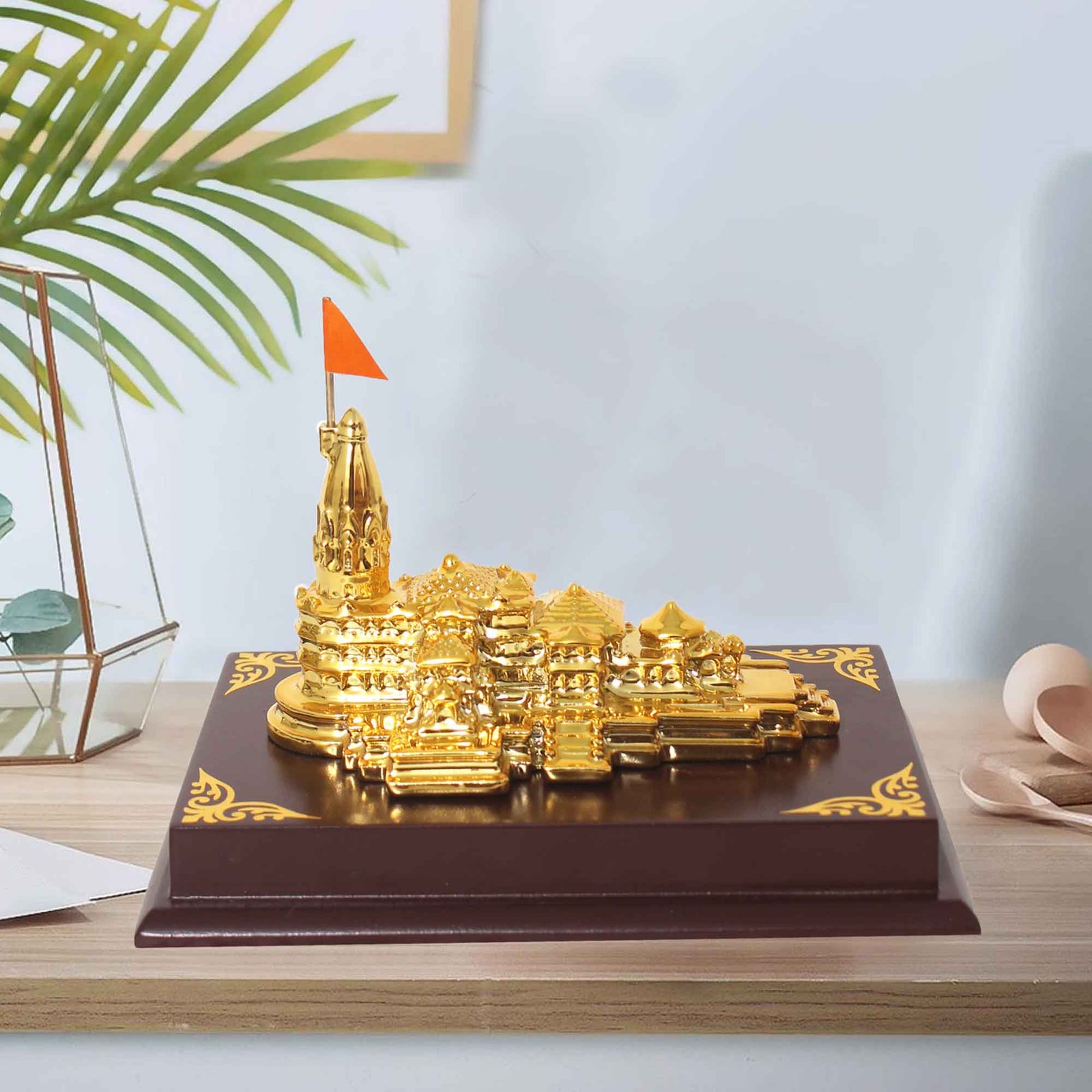 Gold Plated Ram Mandir Statue sculpture for living room and Anniversary Gifts 15 cm G82GX0030G