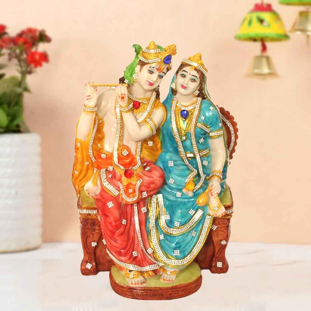 Jewellery Decorated Radha Krishna gift item on wedding day 32 cm G88GX0022M