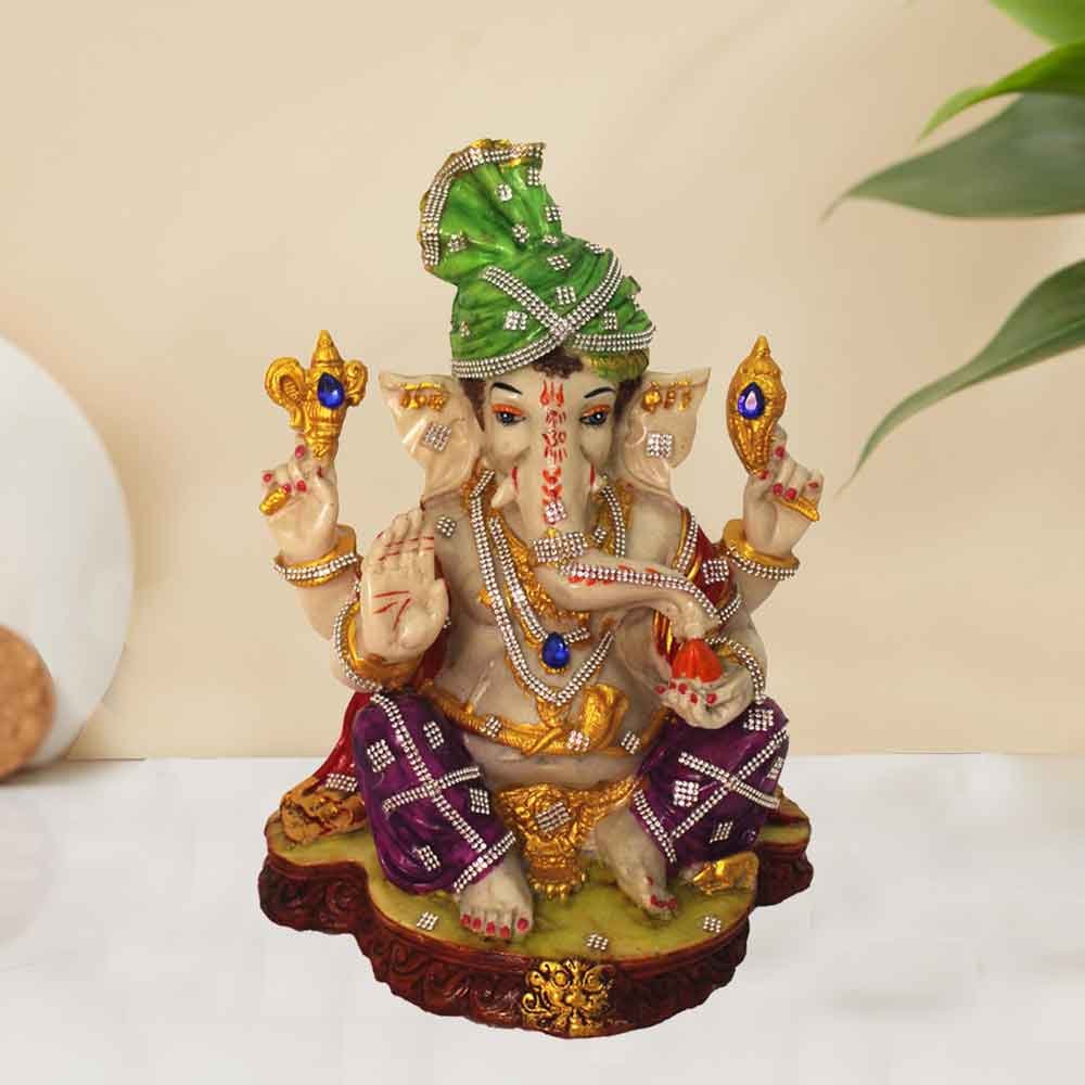 Jewellery Decorated Ganesh Idol showpiece for marriage anniversary gift 29 cm G88GX0041J