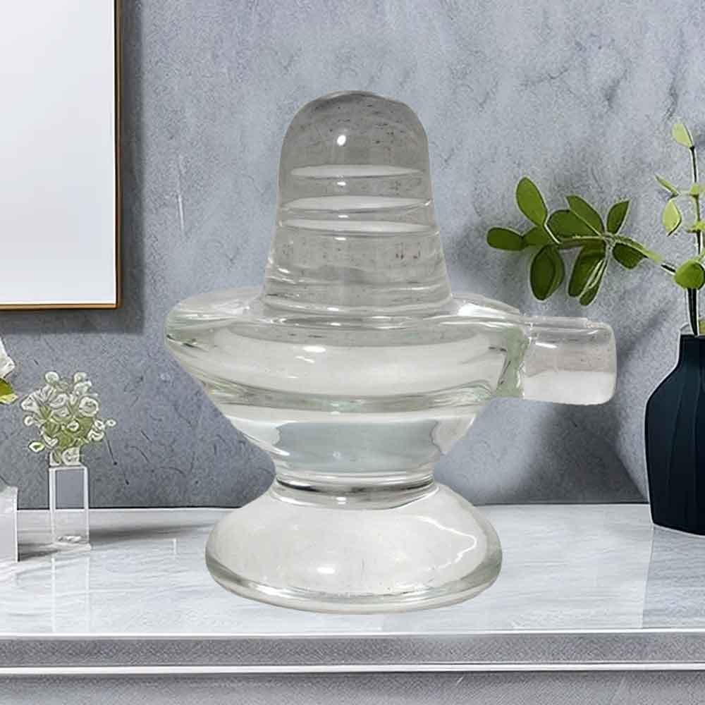 Crystal Shivling showpiece for gifting 4 cm G96GX0041T000XYTH