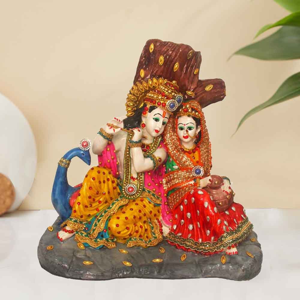 Radha Krishna Statue Jewllery Decorated Idol for gift on wedding day 29 cm G98GX0063M