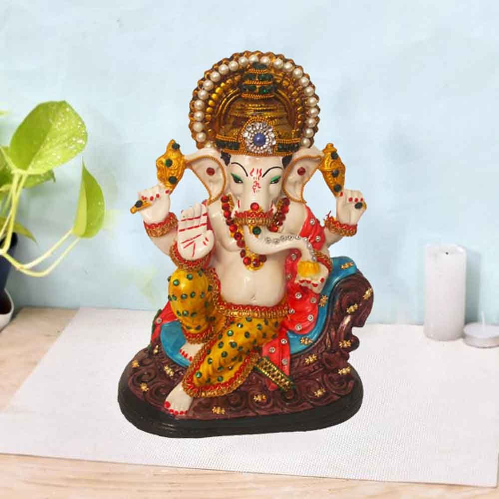 Lord Ganesha Idol Jewllery Decorated statue for living room 25 cm G98GX0072W