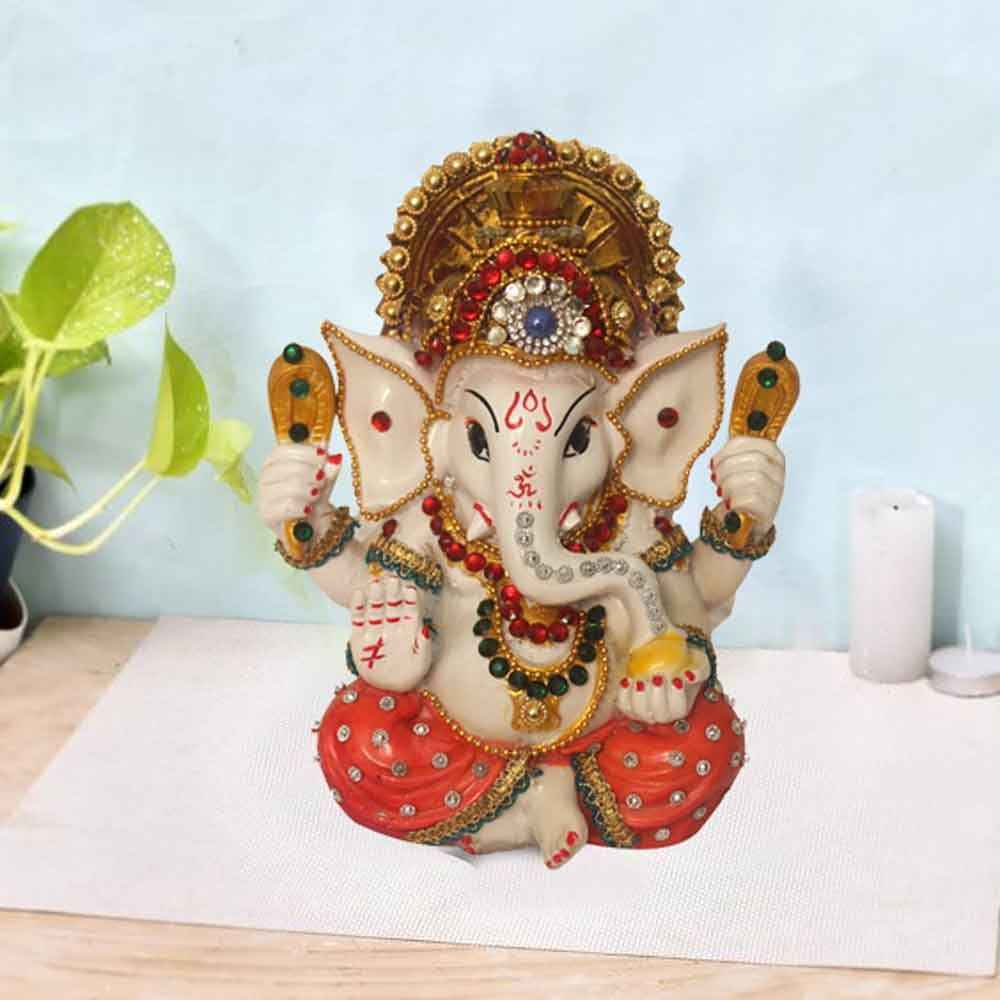 Lord Ganpati Idol Showpiece for gifting on birthday 18 cm G98GX0075O