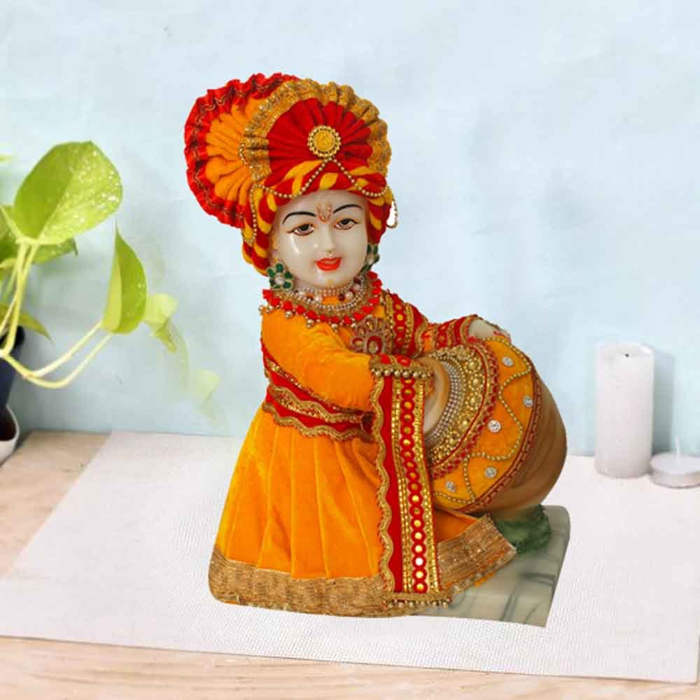 Poshak Decorated Matki Krishna idol for janmashtami 42 cm G99GX0008R